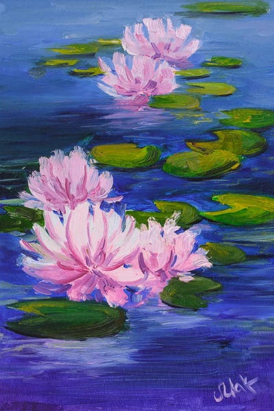 Lilies: Water Lily Oil Painting Lotus by Nataly Mak