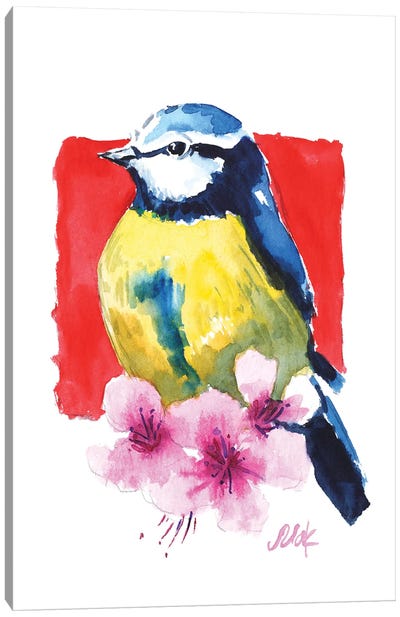 Chickadee Japanese Sakura Canvas Art Print - Nataly Mak