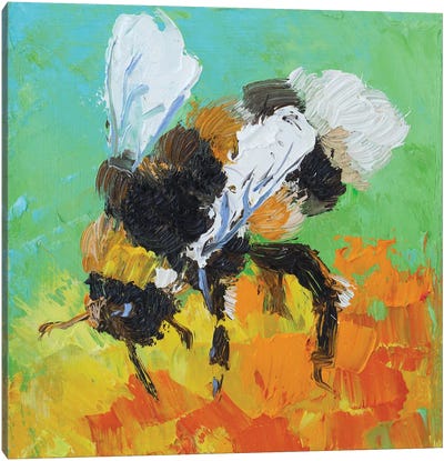 Bumblebee On Orange Flower Canvas Art Print - Nataly Mak