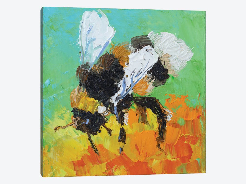 Bumblebee On Orange Flower by Nataly Mak 1-piece Canvas Art Print