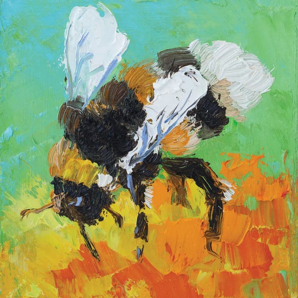 Nataly Mak: Bumblebee On Orange Flower by Nataly Mak
