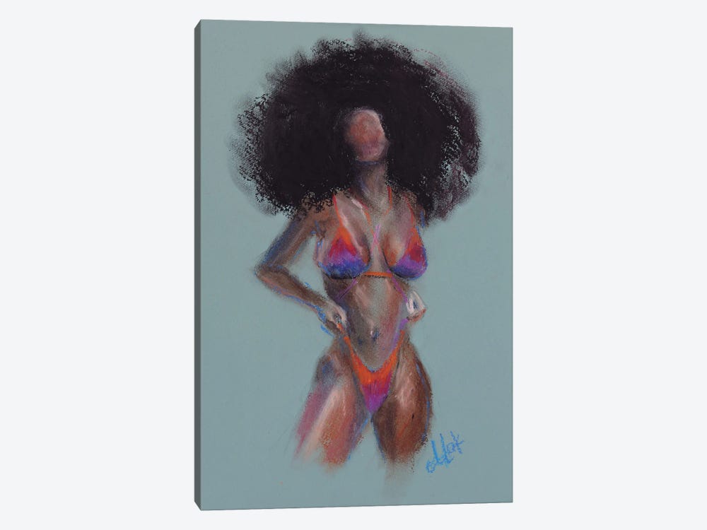 African Woman In Orange Swimsuit by Nataly Mak 1-piece Canvas Art