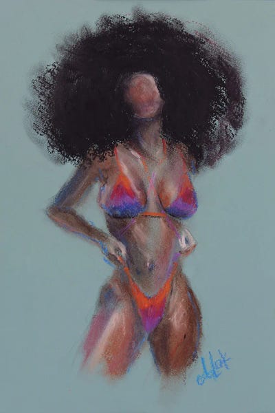 African Woman In Orange Swimsuit