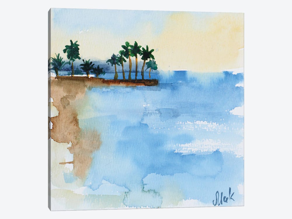 Palm Tree Watercolor by Nataly Mak 1-piece Canvas Artwork