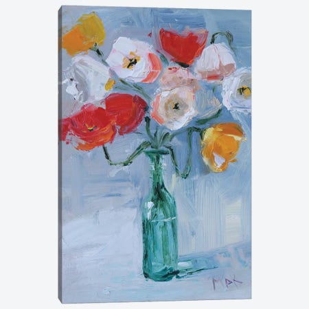 Poppy Bouquet In Vase Canvas Print #NTM417} by Nataly Mak Canvas Art