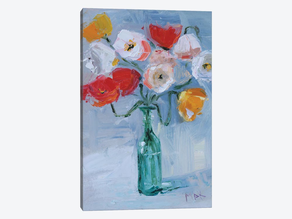 Poppy Bouquet In Vase by Nataly Mak 1-piece Canvas Print
