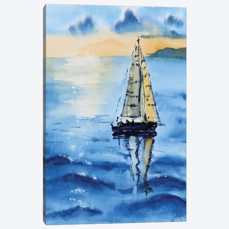 Puerto Rico Painting Sailboat Canvas Print #NTM418} by Nataly Mak Art Print
