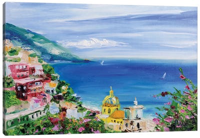 Positano Landscape Canvas Art Print - Amalfi Coast