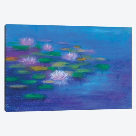 Lotus Flower Painting Water Lily Canvas Print #NTM420} by Nataly Mak Canvas Artwork