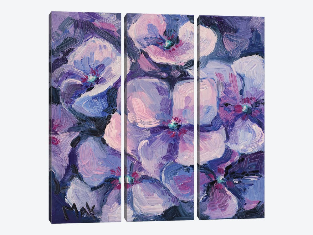 Purple Hydrangea Oil Painting by Nataly Mak 3-piece Canvas Print