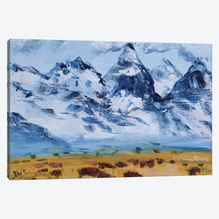 Grand Teton Oil Painting Buffalo Art Yellowstone Canvas Print #NTM425} by Nataly Mak Canvas Print