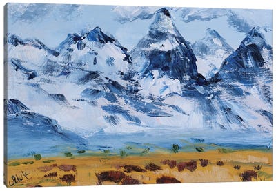 Grand Teton Oil Painting Buffalo Art Yellowstone Canvas Art Print - Nataly Mak