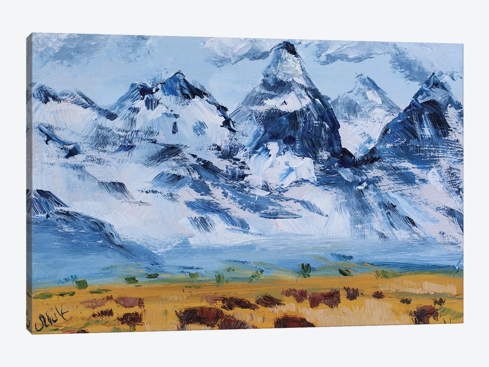 Grand Teton Oil Painting Buffalo Art Yellowstone by Nataly Mak 1-piece Canvas Artwork