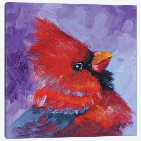 Red Cardinal Bird Oil Painting Canvas Print #NTM427} by Nataly Mak Canvas Art Print