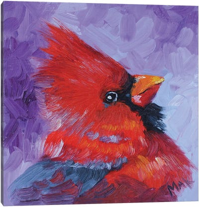 Red Cardinal Bird Oil Painting Canvas Art Print - Nataly Mak
