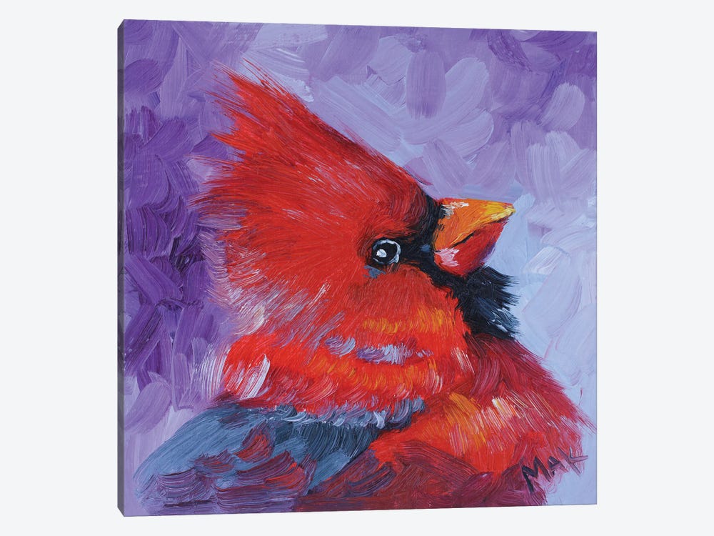 Red Cardinal Bird Oil Painting by Nataly Mak 1-piece Canvas Artwork