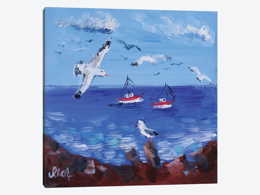 Seascape With Seagull by Nataly Mak 1-piece Canvas Art Print
