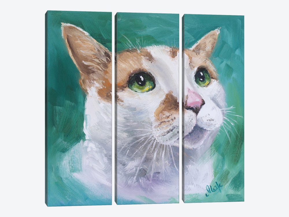Cat Portrait by Nataly Mak 3-piece Canvas Art