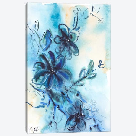 Blue Abstract Flowers Watercolor II Canvas Print #NTM434} by Nataly Mak Canvas Art