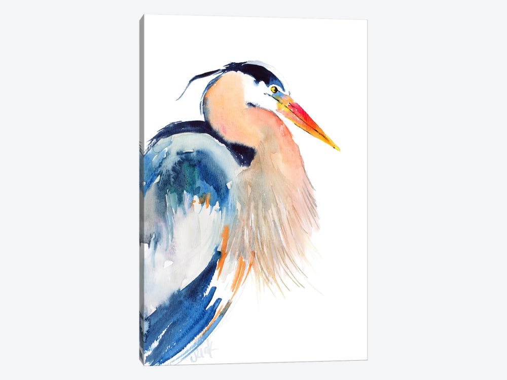 Blue Heron Bird Watercolor by Nataly Mak 1-piece Art Print