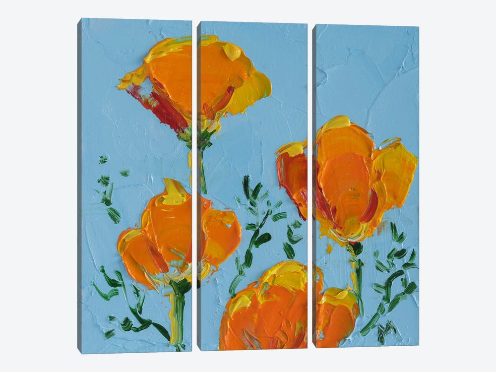 California Poppy by Nataly Mak 3-piece Canvas Art Print