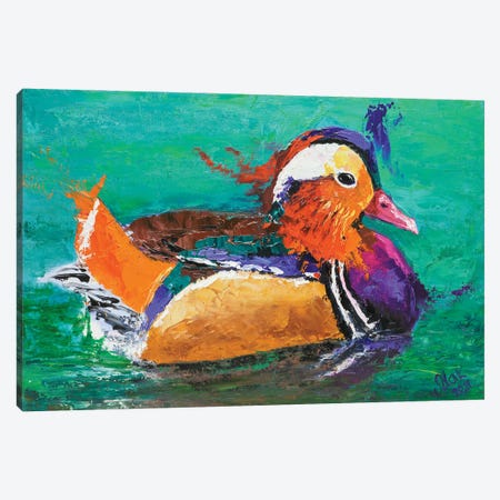 Mandarin Duck II Canvas Print #NTM46} by Nataly Mak Canvas Artwork