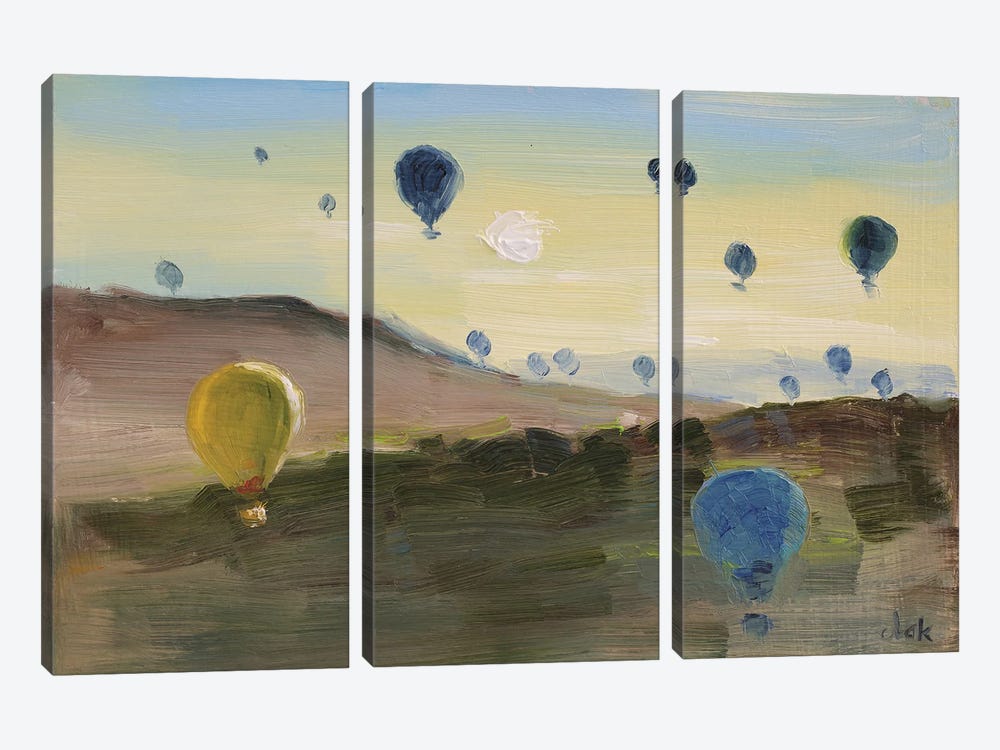 Balloon Sunrise by Nataly Mak 3-piece Canvas Print