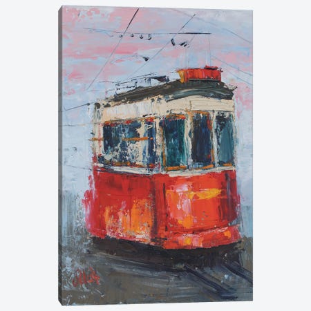 Lisbon Tram Red Canvas Print #NTM485} by Nataly Mak Art Print