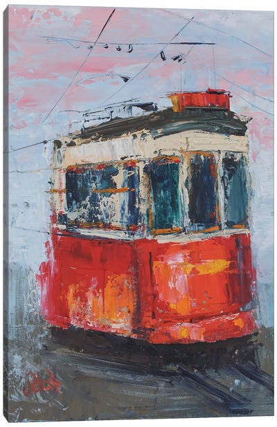 Lisbon Tram Red Canvas Art Print - Nataly Mak