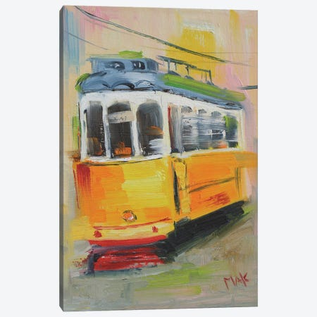 Lisbon Tram Yellow Canvas Print #NTM488} by Nataly Mak Canvas Artwork