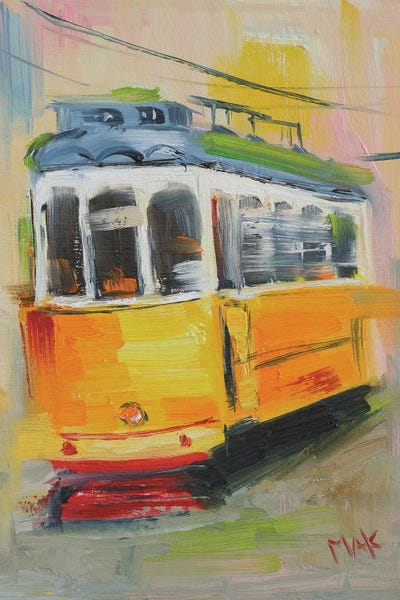 Trains: Lisbon Tram Yellow by Nataly Mak