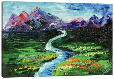Green Valley Landscape Canvas Art Print - Valley Art
