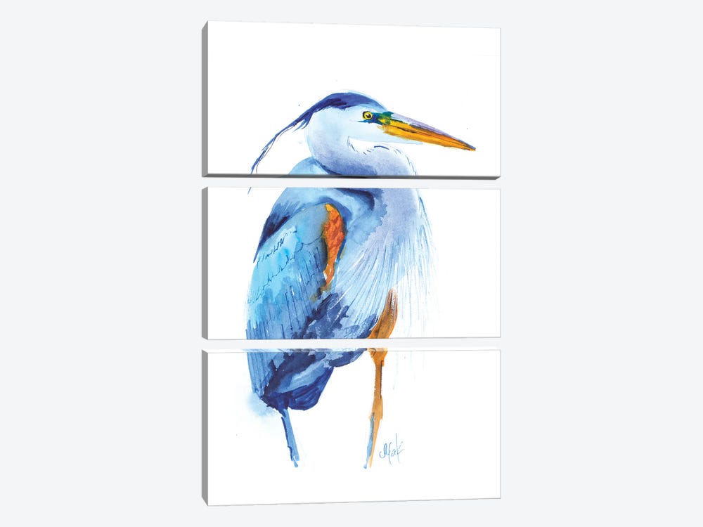 Blue Heron III by Nataly Mak 3-piece Canvas Art Print