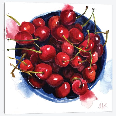 Cherry Watercolor Canvas Print #NTM519} by Nataly Mak Canvas Wall Art