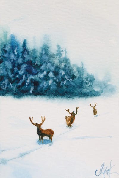Winter With Deer by Nataly Mak art print