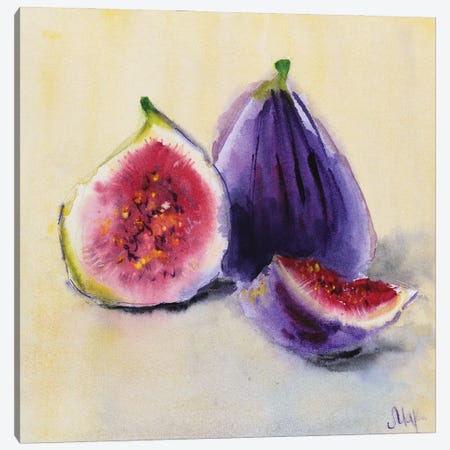 Figs Still Life Watercolor Canvas Print #NTM538} by Nataly Mak Canvas Artwork