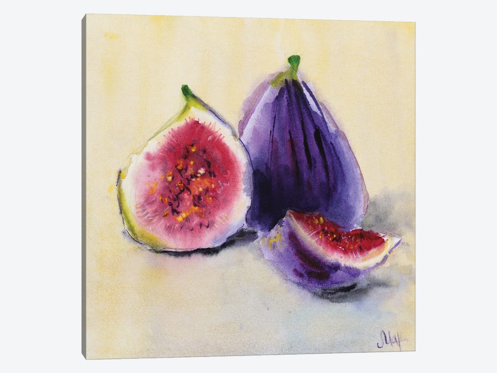 Figs Still Life Watercolor by Nataly Mak 1-piece Canvas Art Print