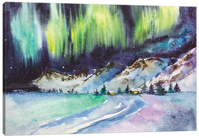 Northern Lights Canvas Art Print - Aurora Borealis Art