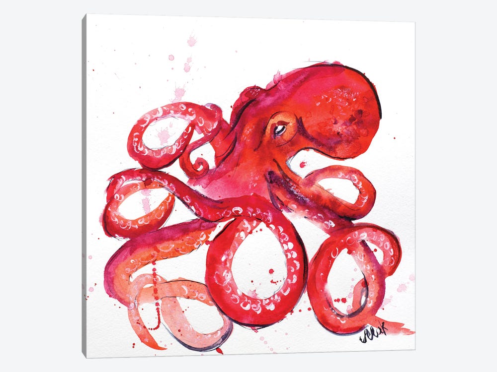Red Octopus by Nataly Mak 1-piece Canvas Art Print