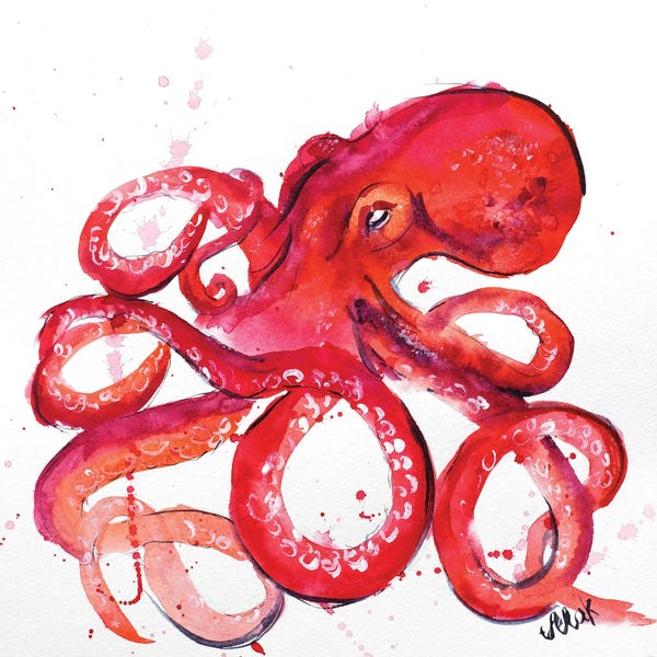Octopi: Red Octopus by Nataly Mak