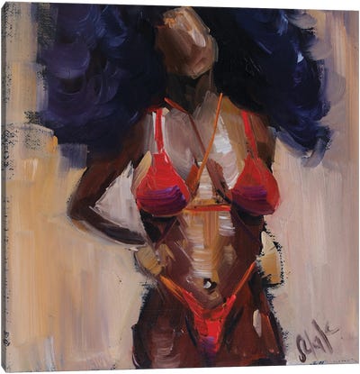 African Woman Red Canvas Art Print - Brown Art