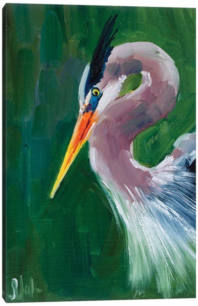 Blue Heron Oil Art I Canvas Art Print - Heron Art
