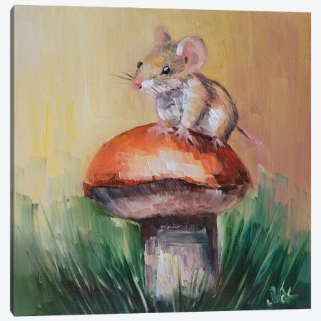 Mouse On Mushroom Canvas Print #NTM584} by Nataly Mak Canvas Wall Art
