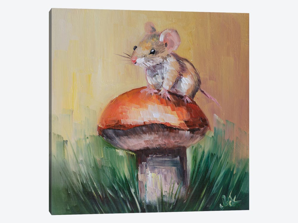 Mouse On Mushroom by Nataly Mak 1-piece Canvas Artwork