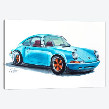 Porsche Blue Canvas Print #NTM588} by Nataly Mak Art Print
