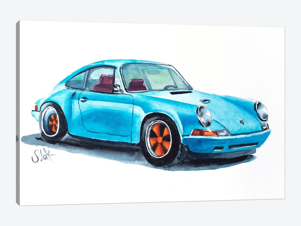 Porsche Blue by Nataly Mak 1-piece Canvas Art