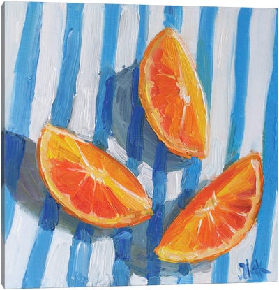 Orange Still Life I Canvas Art Print - Stripe Patterns