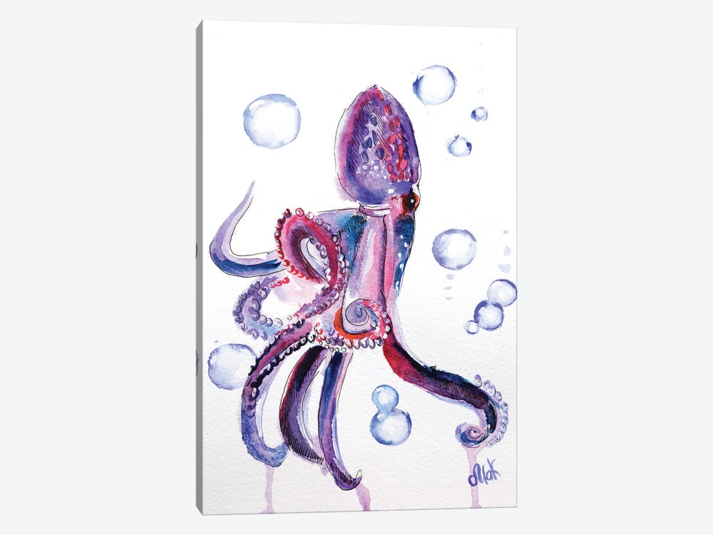 Purple Octopus by Nataly Mak 1-piece Canvas Art