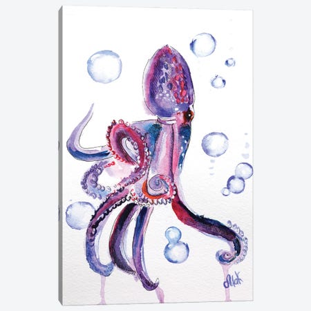 Purple Octopus Canvas Print #NTM64} by Nataly Mak Canvas Artwork