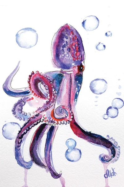 Octopi: Purple Octopus by Nataly Mak